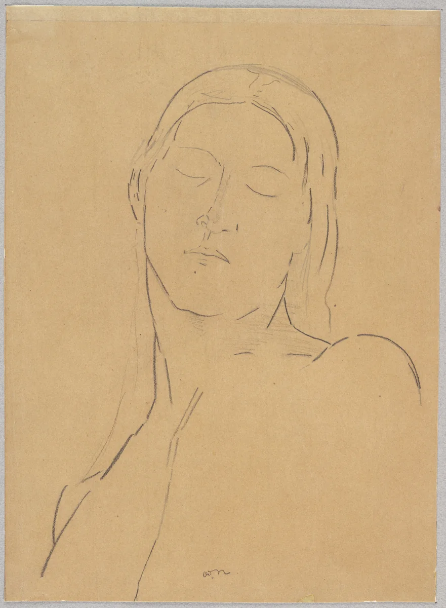 The Closed Eyes by Odilon Redon, drawing, 1890