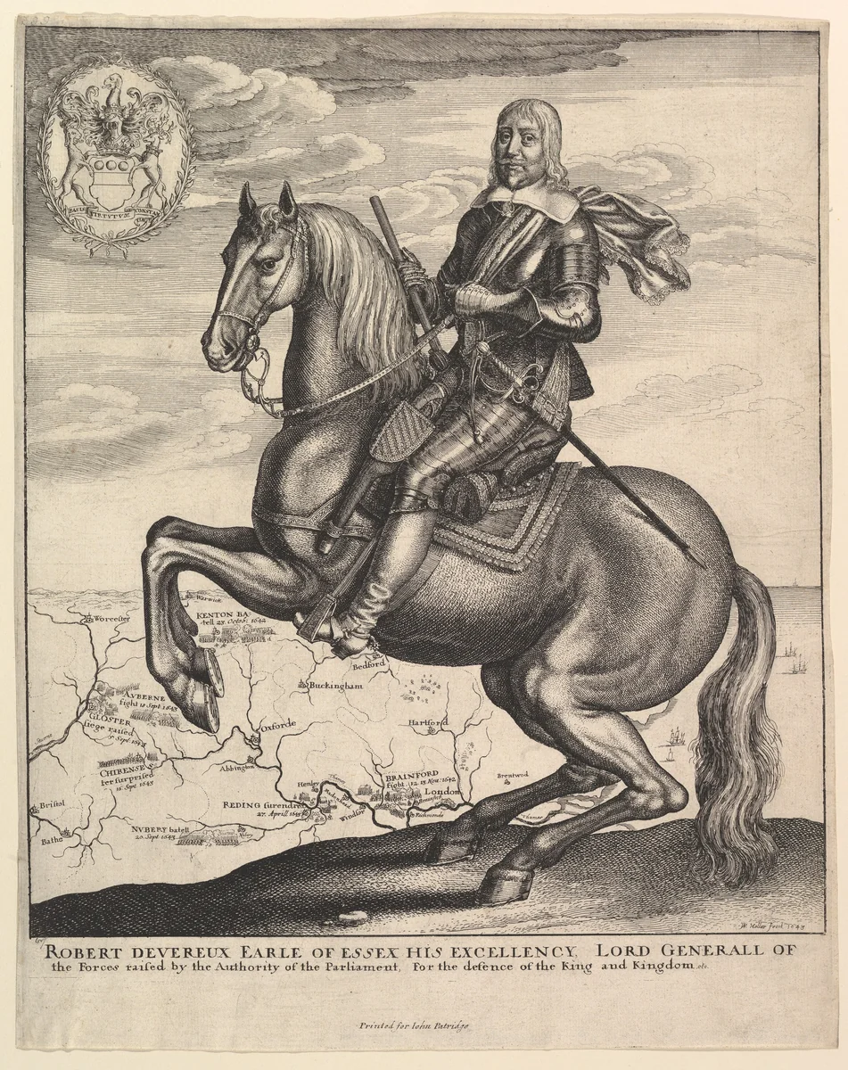 Earl of Essex on Horseback by Wenceslaus Hollar, print, 1643
