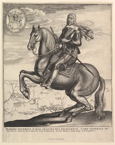 Earl of Essex on Horseback by Wenceslaus Hollar, print, 1643