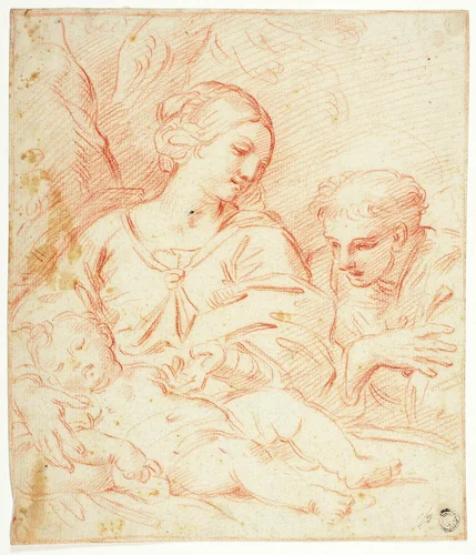Madonna and Sleeping Christ Child with Male Saint by Carlo Maratti, drawing, 1645-1800