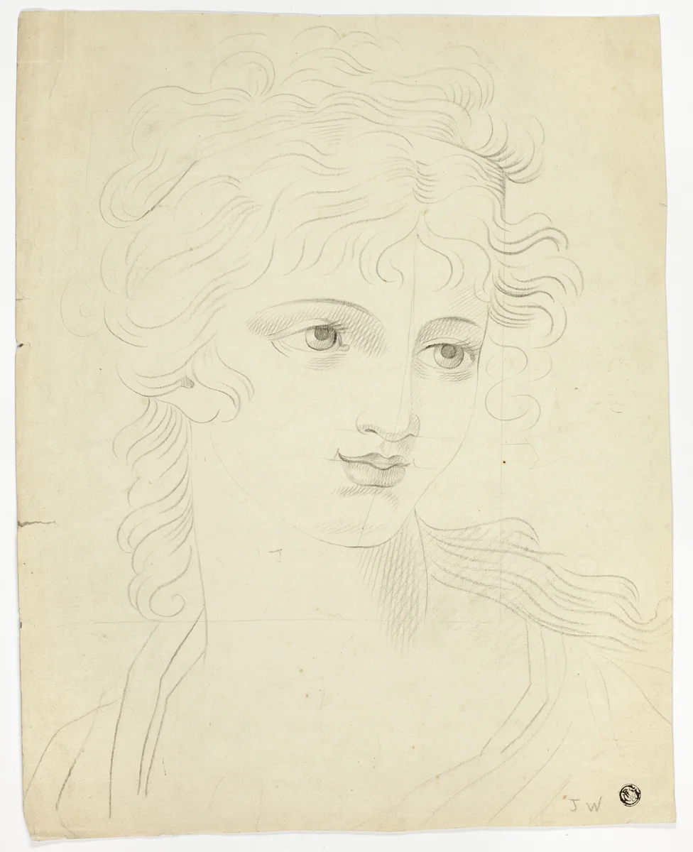 Portrait Head of Girl by J. Aspinall, drawing, 1790-1810