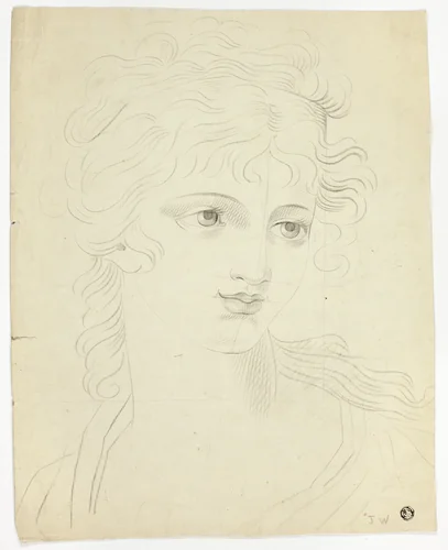 Portrait Head of Girl by J. Aspinall, drawing, 1790-1810