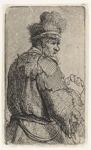 Old Man, Seen from Behind by Rembrandt van Rijn, print, 1629