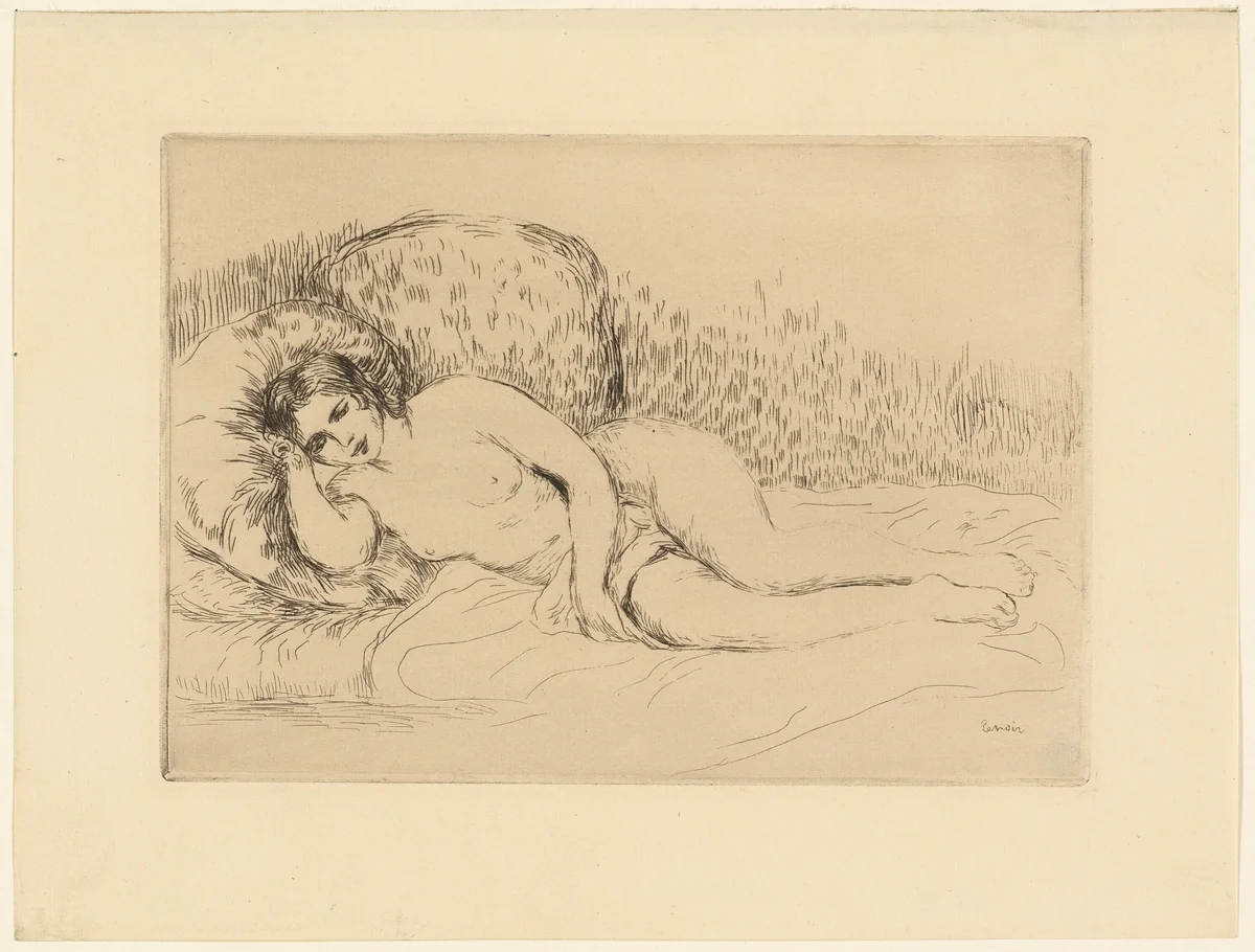 Woman Reclining, to the Left by Pierre-Auguste Renoir, print, 1901-1911