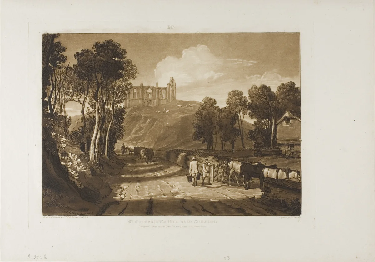 St. Catherine's Hill near Guilford by Joseph Mallord William Turner, print, 1811