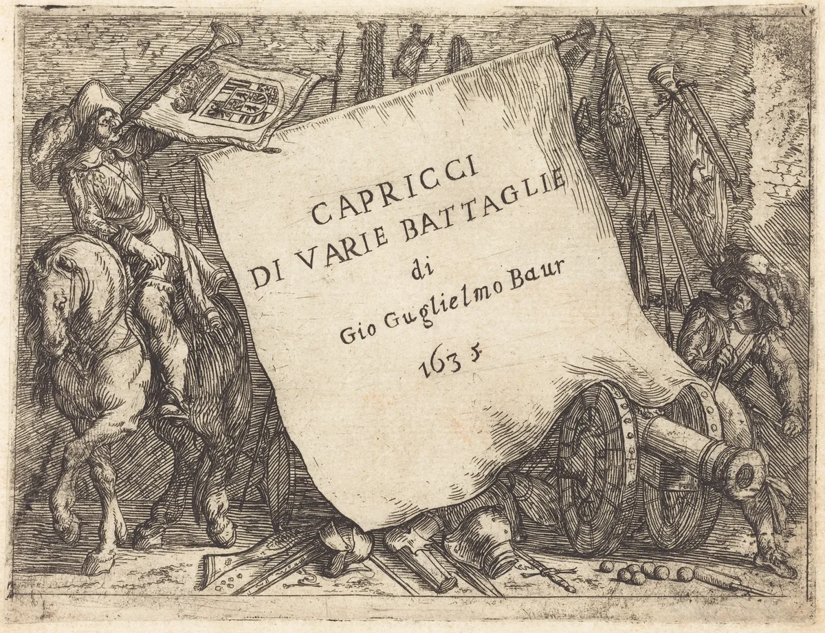 Capricci di varie battaglie (Title Page) by Johann Wilhelm Baur, print, 1635