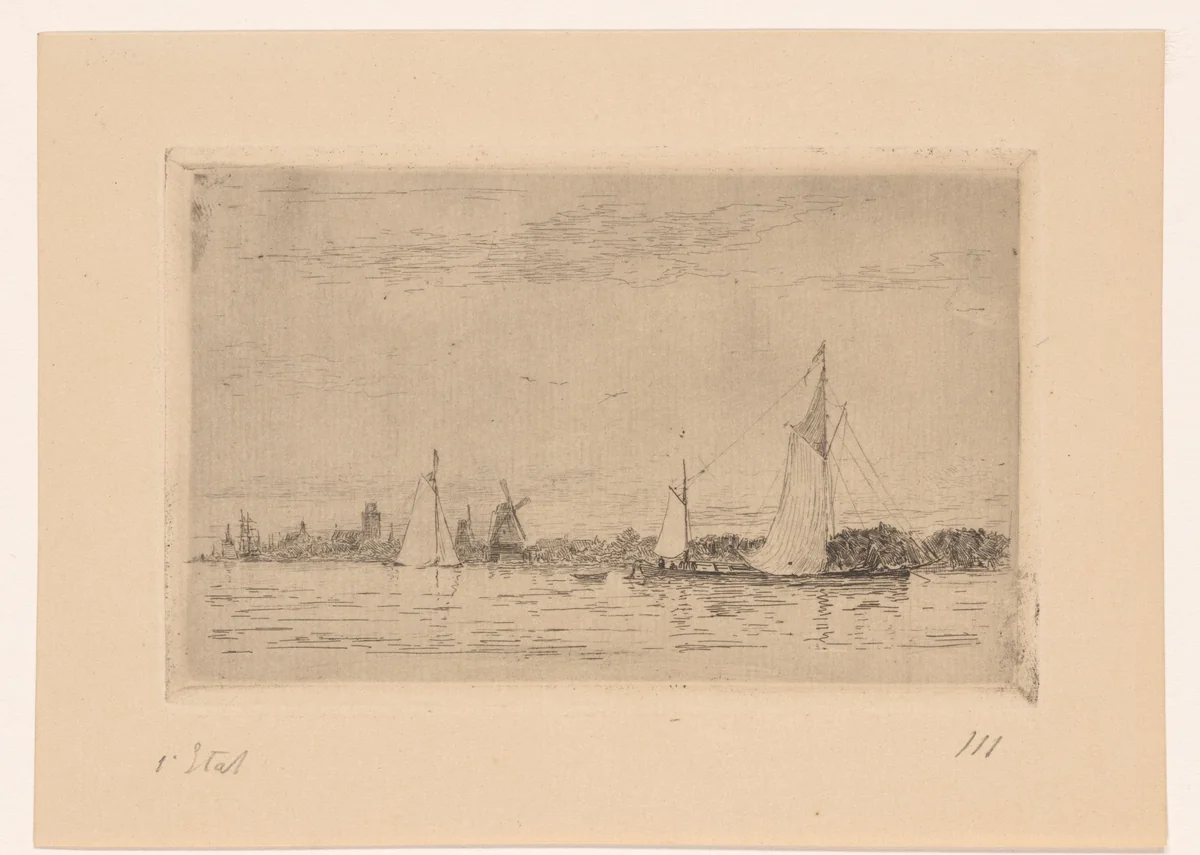 Gezicht op de Maas bij Dordrecht by Carel Nicolaas Storm van 's-Gravesande, print, 1880