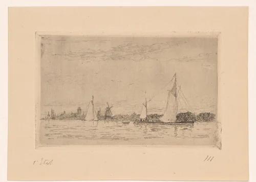 Gezicht op de Maas bij Dordrecht by Carel Nicolaas Storm van 's-Gravesande, print, 1880