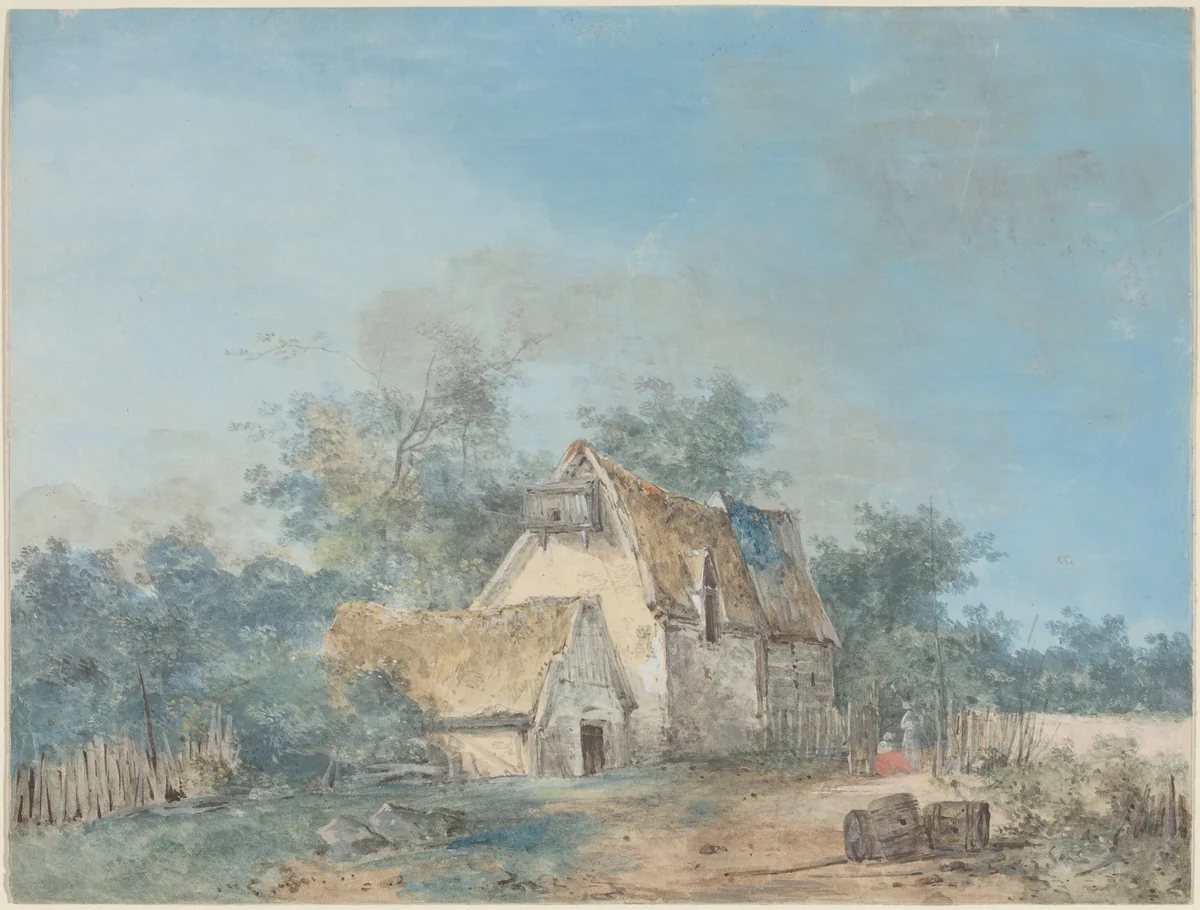 Landscape by Louis Gabriel Moreau, drawing, 1780