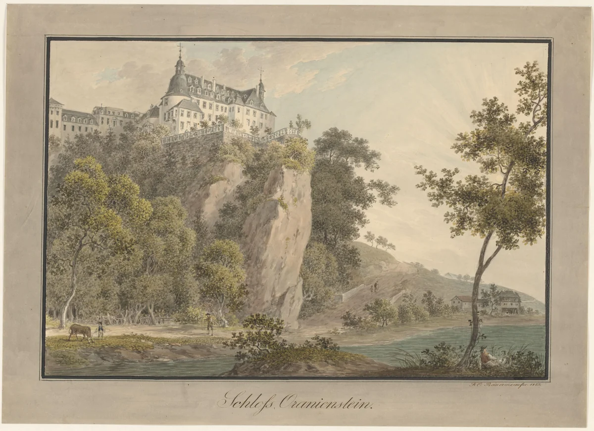 Gezicht op het slot Oranienstein by Friedrich Christian Reinermann, drawing, 1823