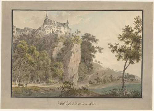 Gezicht op het slot Oranienstein by Friedrich Christian Reinermann, drawing, 1823