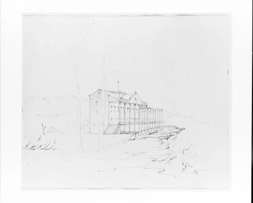 Catskill Mountain House (from Sketchbook) by John William Casilear, artwork, 1834-1838