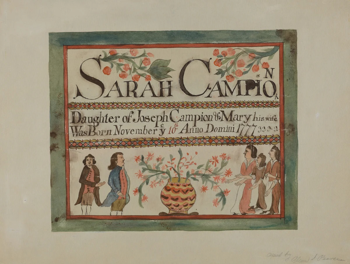 Pa. German Birth Certificate by Glenn Pearce, index of american design, 1936