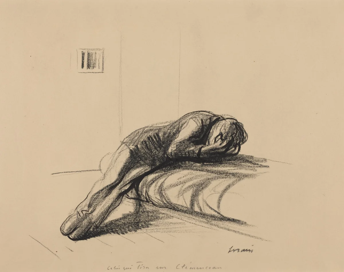 Celui qui tira sur Clémenceau by Jean-Louis Forain, drawing, 1919