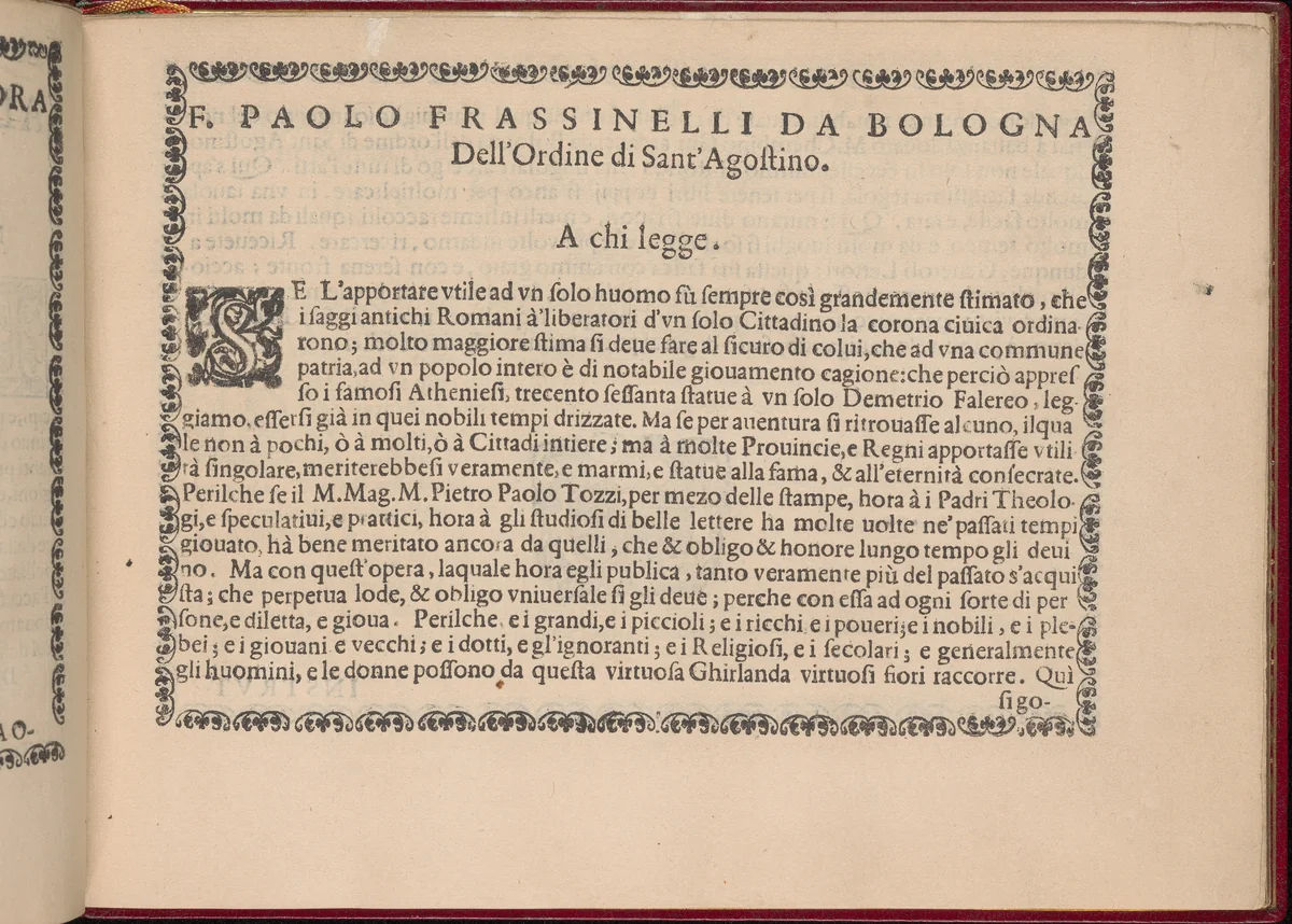 Ghirlanda: Di sei vaghi fiori scielti da piu famosi Giardini d'Italia, page 3 (recto) by Pietro Paulo Tozzi, book, 1604