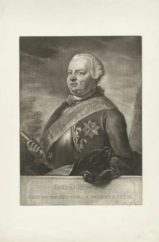 Portret van Lodewijk Ernst, hertog van Brunswijk-Wolfenbüttel by Aert Schouman, print, 1738-1792