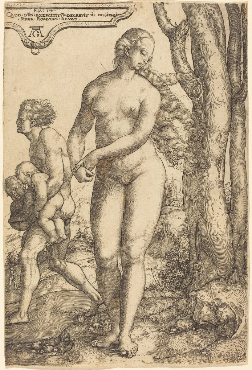 Rhea Silvia by Heinrich Aldegrever, print, 1502-1561