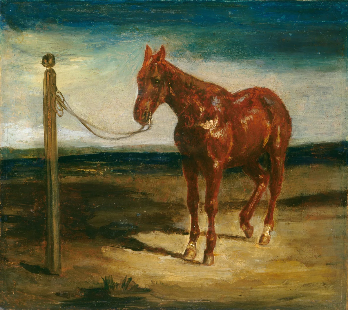 A Horse Hitched to a Post by Eugène Delacroix, painting, 1820