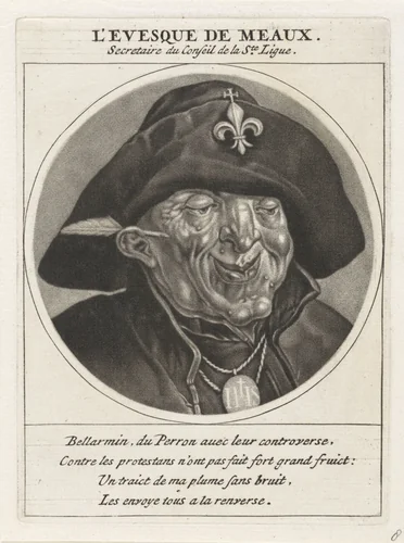 Portret van de bisschop van Meaux by Jacob Gole, print, 1691