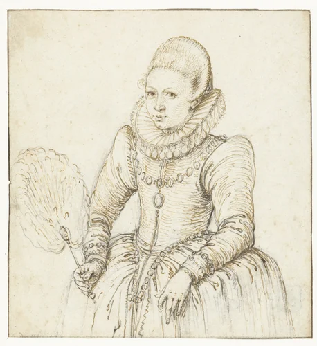 Portret van een voorname vrouw by Jacques de Gheyn, drawing, 1575-1625