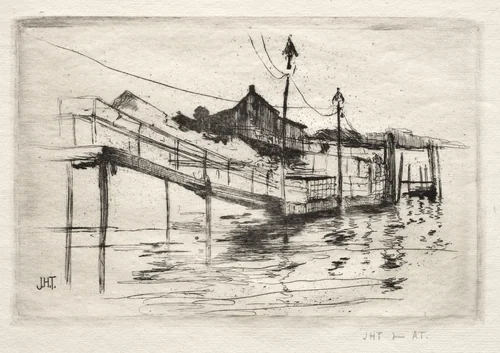 Footbridge, Bridgeport, Connecticut by John Henry Twachtman, print, 1888-1889