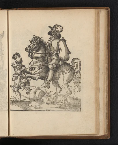 Ruiter en voetsoldaat by Unknown, print, 1578