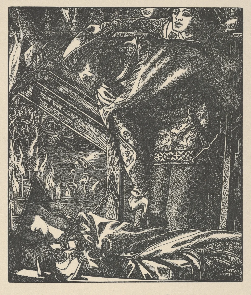 The Lady of Shalott (from Tennyson's Poems, New York, 1903) by Dante Gabriel Rossetti, print, 1857-1903