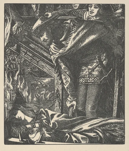 The Lady of Shalott (from Tennyson's Poems, New York, 1903) by Dante Gabriel Rossetti, print, 1857-1903