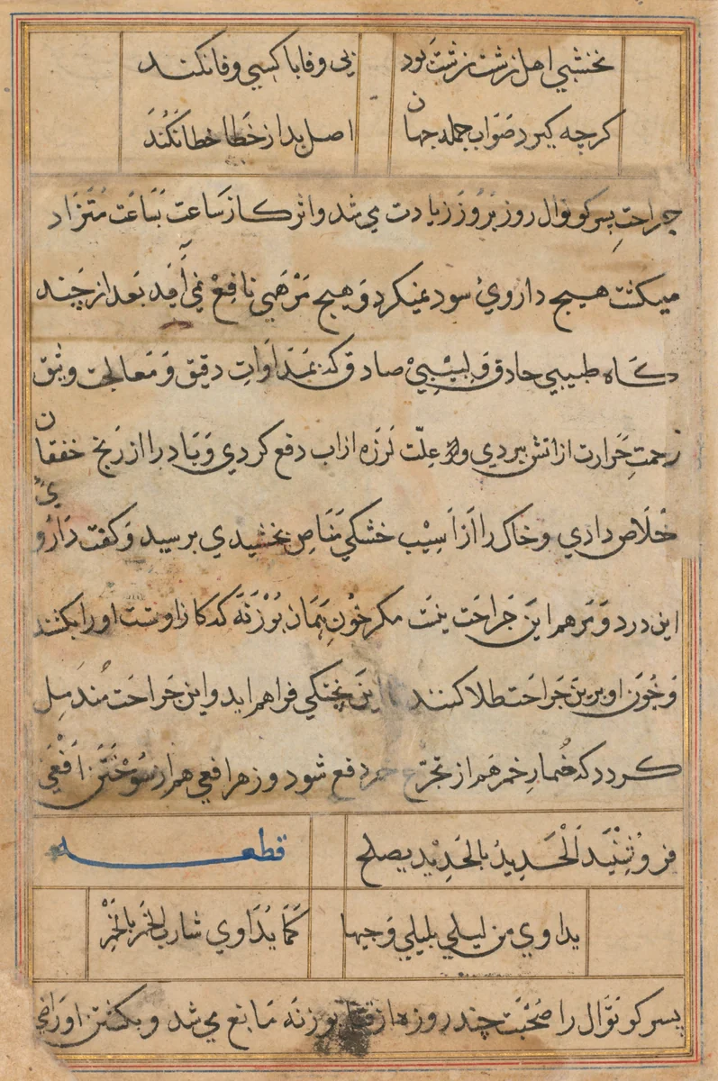 Page from Tales of a Parrot (Tuti-nama): text page by Unknown, painting, 1555-1565