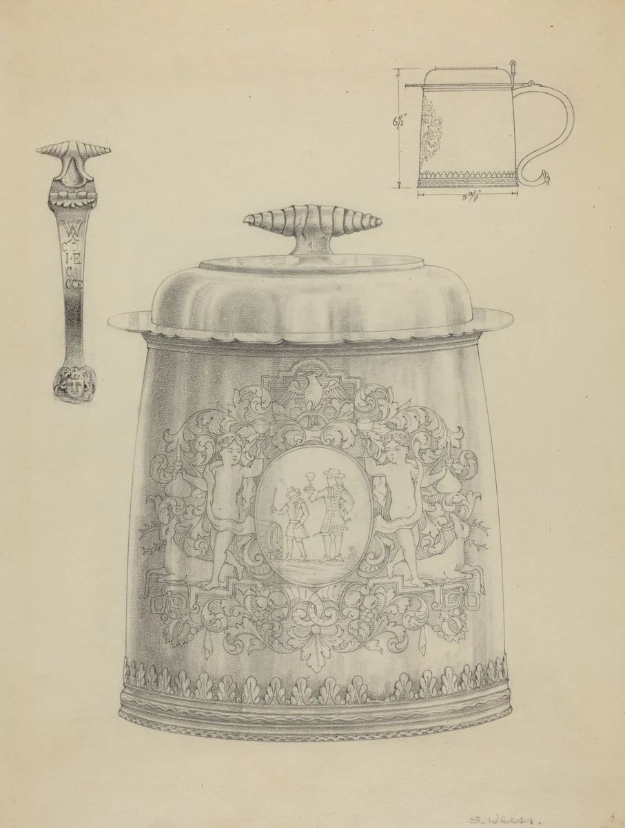 Silver Tankard by Simon Weiss, index of american design, 1936