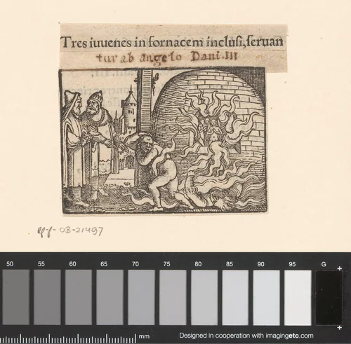 Drie Hebreeërs worden verbrand in een oven by anonymous, print, 1530-1533