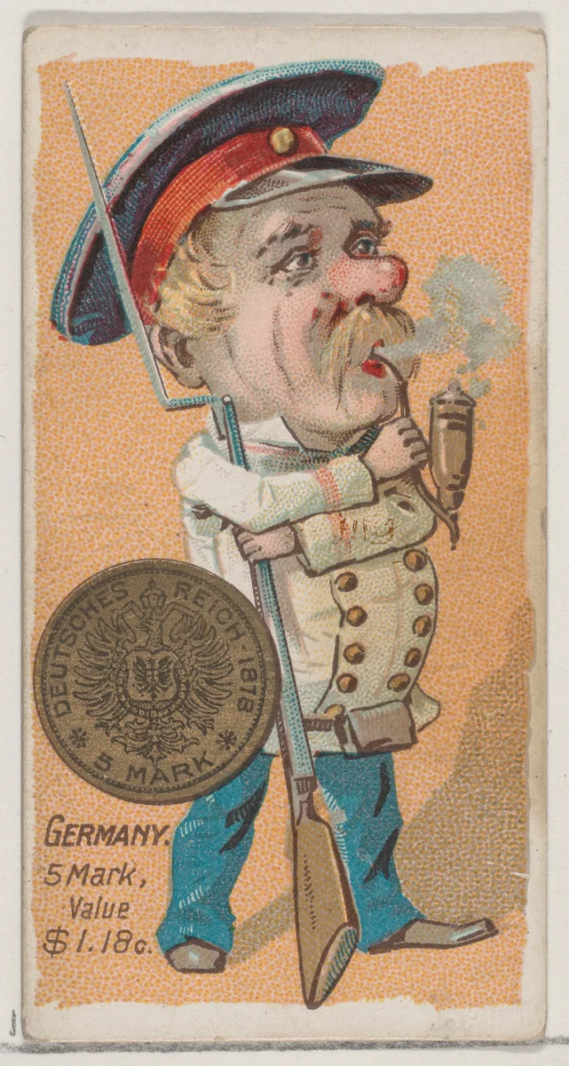 Germany, 5 Mark, from the series Coins of All Nations (N72, variation 2) for Duke brand cigarettes by W. Duke, Sons & Co., print, 1889