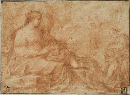 Rest on the Flight Into Egypt by Giulio Cesare Procaccini, drawing, 1594-1625