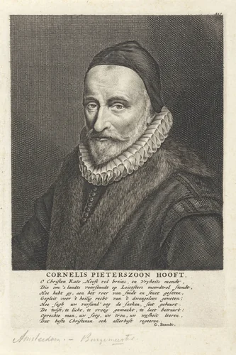 Portret van Pieter Corneliszoon Hooft by Pieter Sluyter, print, 1696-1713