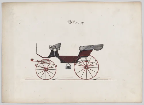 Design for Cabriolet Phaeton, no. 3138 by Brewster & Co., drawing, 1875