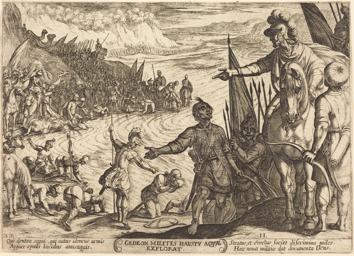 Gideon Chooses His Soldiers by Antonio Tempesta, print, 1613