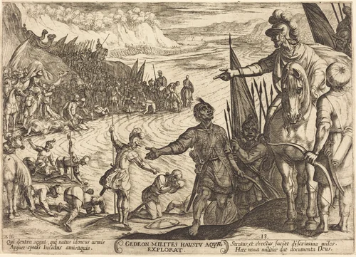 Gideon Chooses His Soldiers by Antonio Tempesta, print, 1613