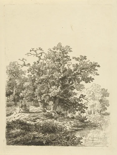 Figuren op een bodspad by Remigius Adrianus Haanen, print, 1848