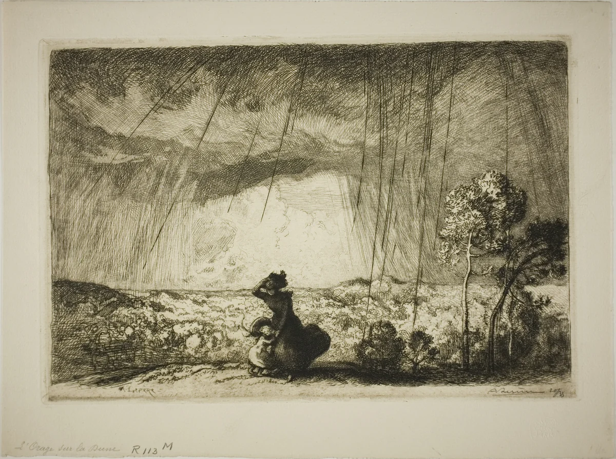 Storm on the Dune by Louis Auguste Lepère, print, 1908-1909
