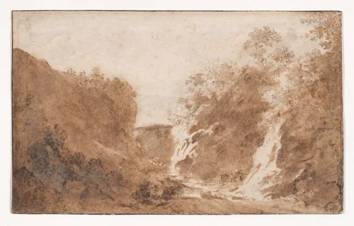 A Sunken Track with Travelers outside Brussels by Jan de Bisschop, drawing, 1644-1654