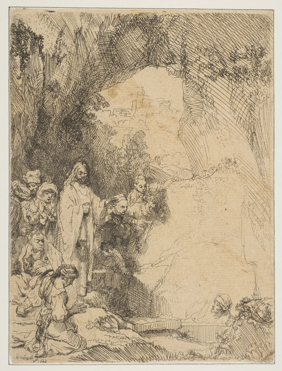 The Raising of Lazarus: The Smaller Plate by Rembrandt van Rijn, print, 1642