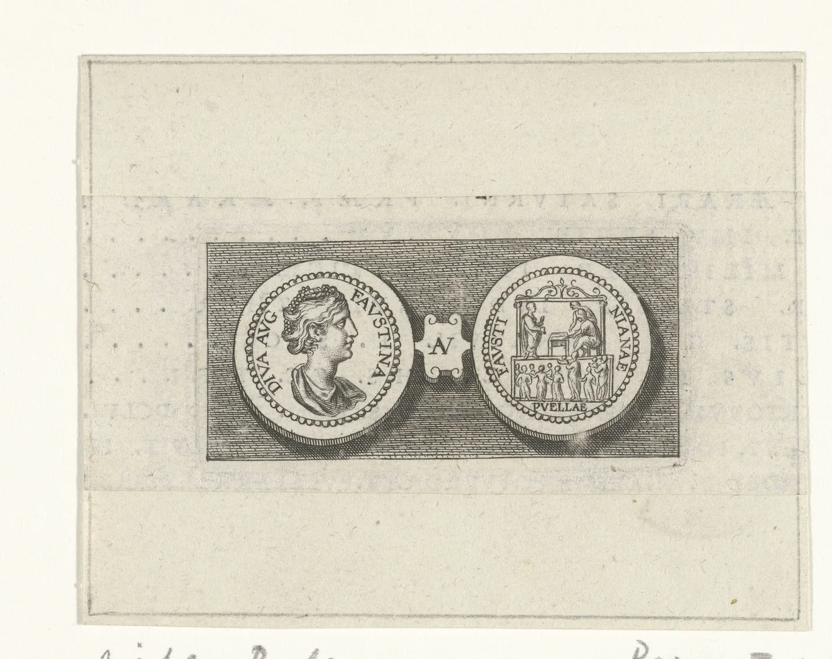 Munt met keizerin Faustina by Cornelis Galle, print, 1608