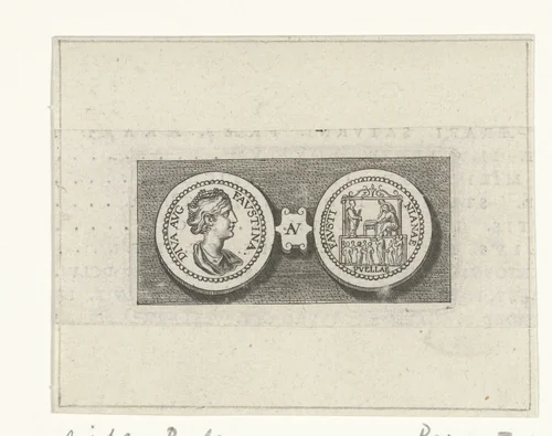 Munt met keizerin Faustina by Cornelis Galle, print, 1608