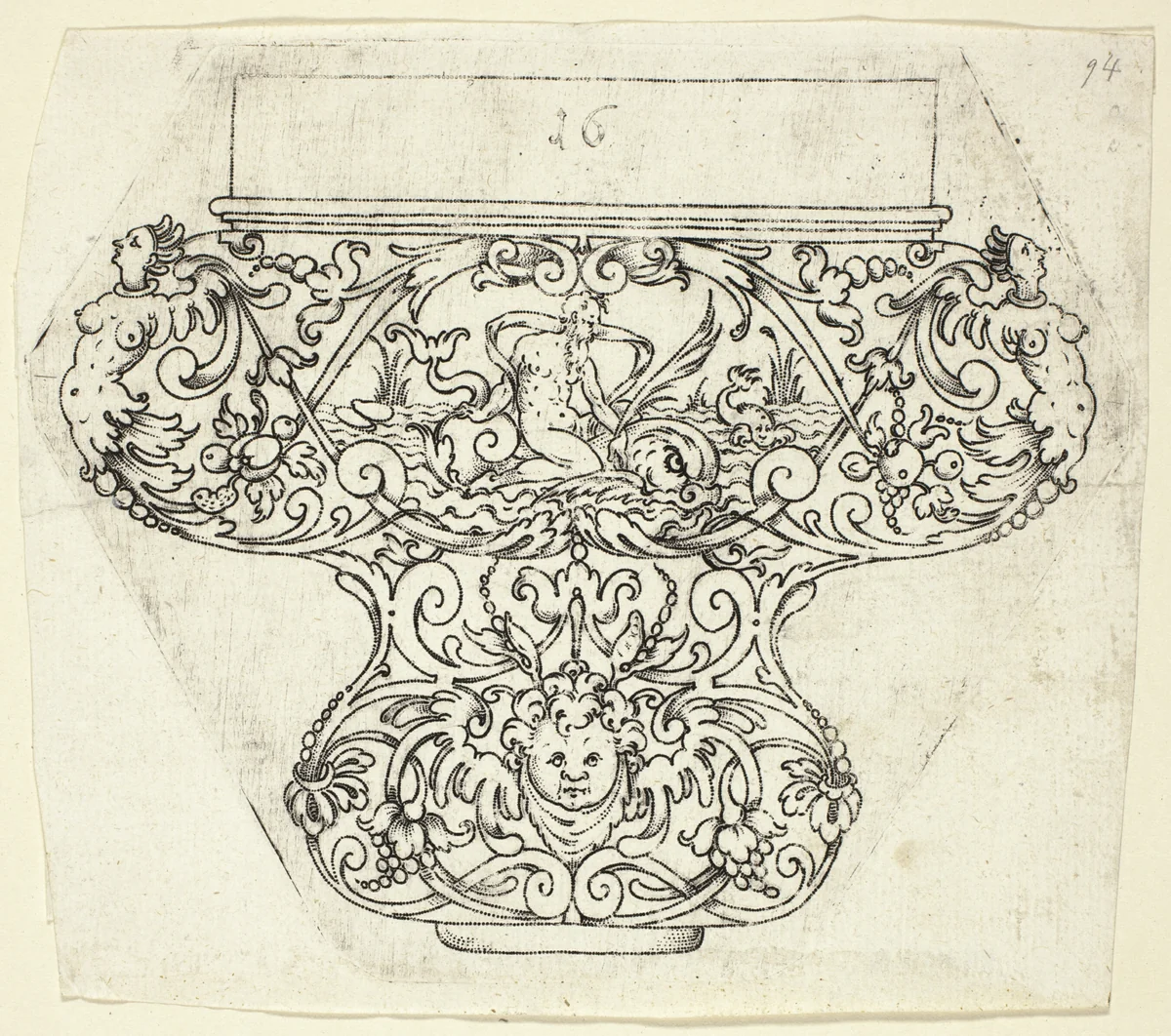 Plate 16, from twenty ornamental designs for goblets and beakers by Master A.P. German, print, 1604