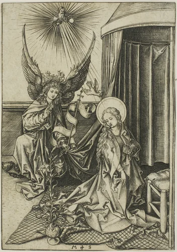 The Annunciation by Martin Schongauer, print, 1450-1491