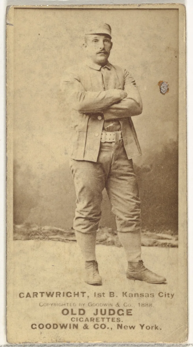 Cartwright, 1st Base, Kansas City Cowboys, from the Old Judge series (N172) for Old Judge Cigarettes by Goodwin & Company, photograph, 1888