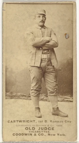 Cartwright, 1st Base, Kansas City Cowboys, from the Old Judge series (N172) for Old Judge Cigarettes by Goodwin & Company, photograph, 1888