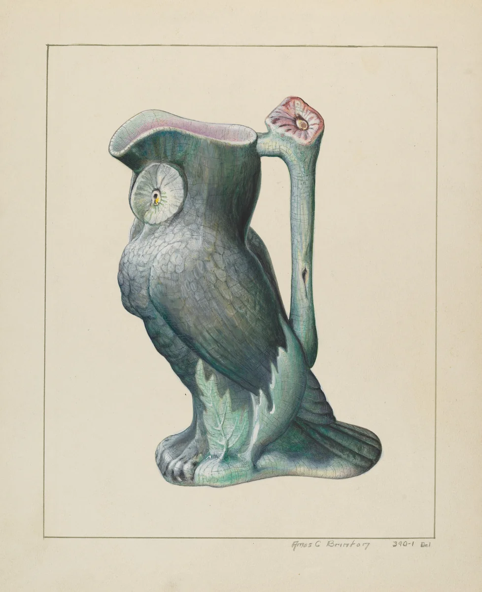 Owl Pitcher by Amos C. Brinton, index of american design, 1938