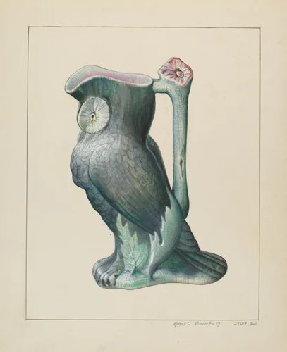 Owl Pitcher by Amos C. Brinton, index of american design, 1938