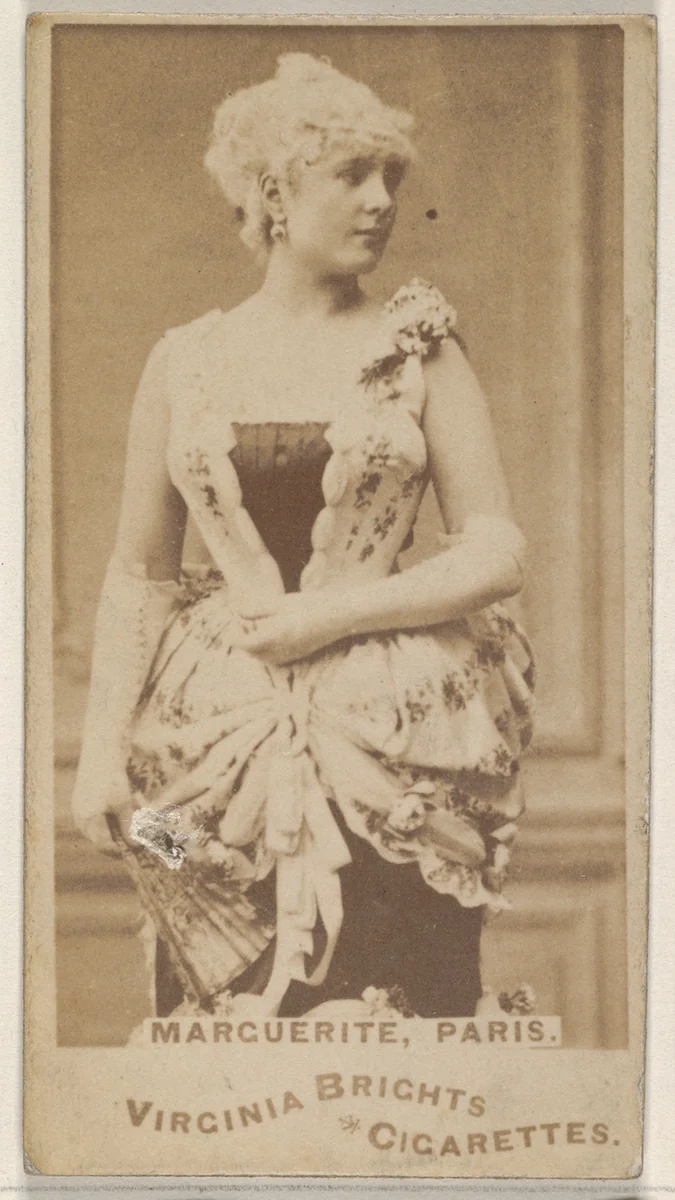 Marguerite, Paris, from the Actors and Actresses series (N45, Type 1) for Virginia Brights Cigarettes by Allen & Ginter, photograph, 1885-1891